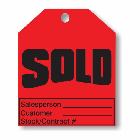 Sold Info - Fluorescent Red Rear-View Mirror Tags