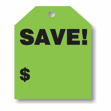 Save - Fluorescent Green Rear-View Mirror Tags