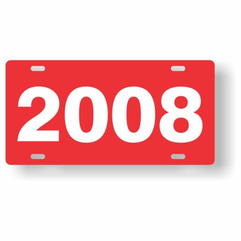 ABS Plastic Year Plate (2008) (Red/White)