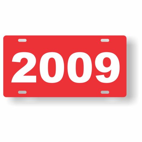 ABS Plastic Year Plate (2009) (Red/White)