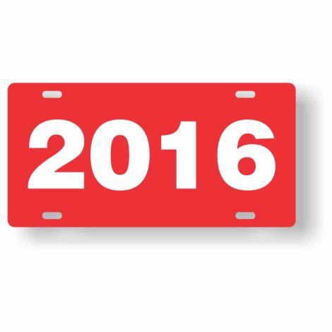 ABS Plastic Year Plate (2016) (Red/White)