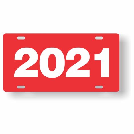 ABS Plastic Year Plate (2021) (Red/White)